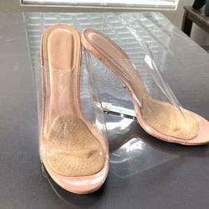 Lucite clear wedge heel